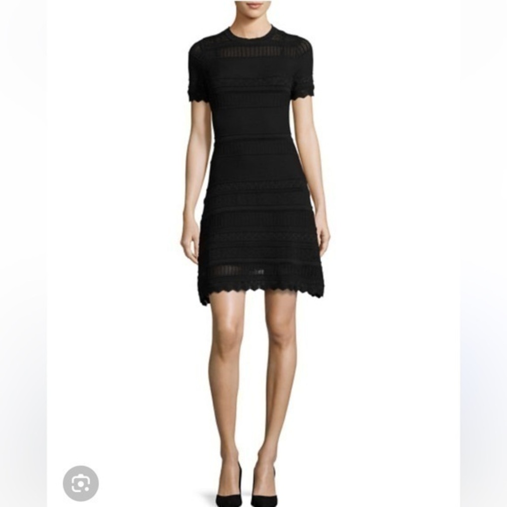 Alexis Dress Short Sleeve Mixed-Knit Mini in Black